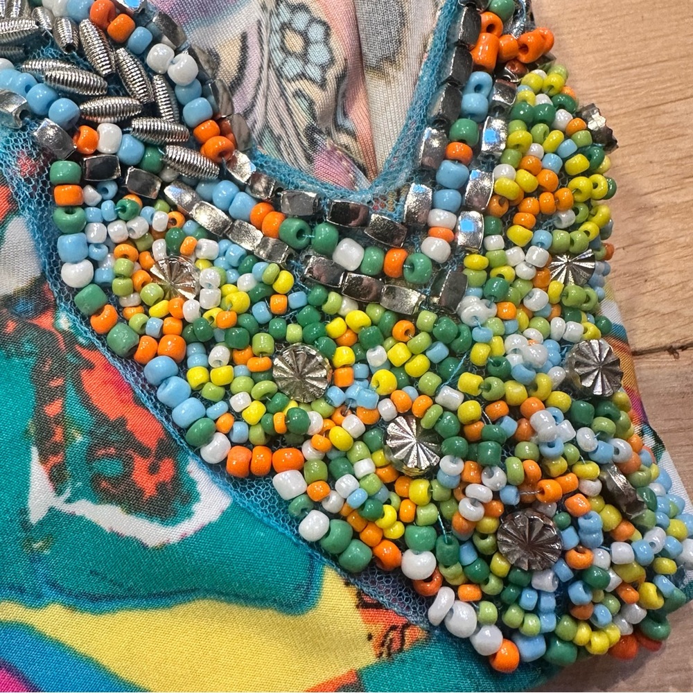 Melissa Paige Colorful Print and Beaded Blouse - Picture 5 of 10